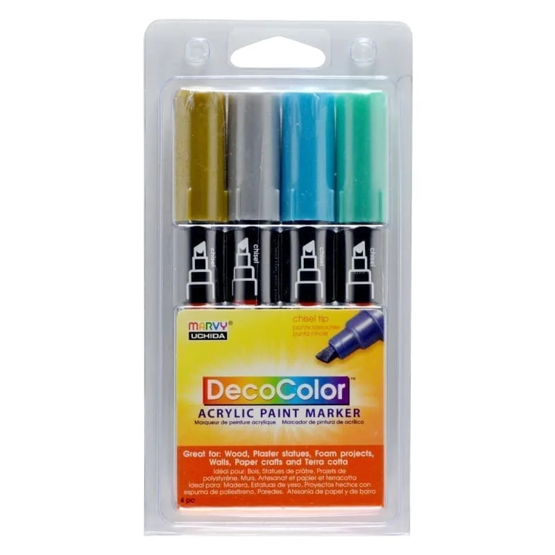 Akriliniai markeriai Marvy Decocolor Acrylic 315-4M Metallic 4 vnt