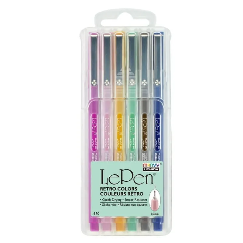 MARVY stilingi rašikliai plonu galiuku „Le Pen” 4300-6RX Retro 6 spalvos