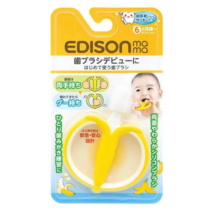 Pirmasis dantų šepetėlis EDISONmama „Bananas” nuo 6 mėn KJ12532