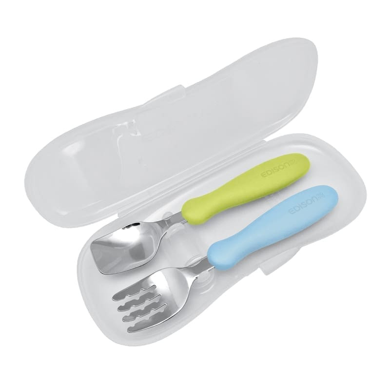 Stalo įrankiai EDISONmama nuo 18 mėn su dėklu KIWI/SKY KJ2834