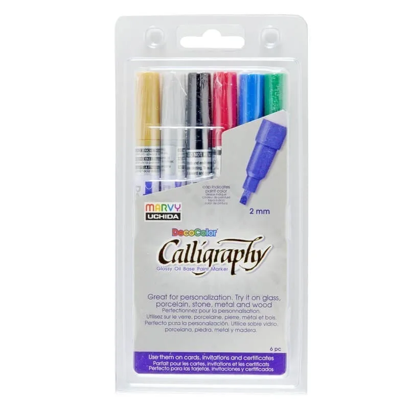 Markeriai įvairių paviršių dekoravimui Decocolor Paint Marker Calligraphy 125-6A 6vnt