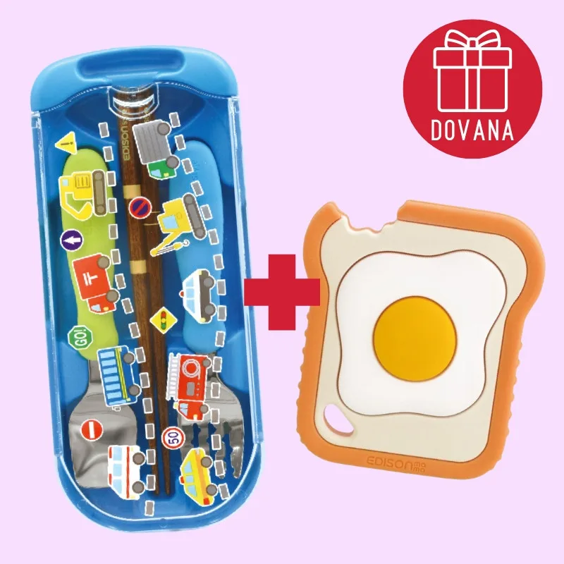 Rinkinys EDISONmama stalo įrankių rinkinys Working Cars + DOVANA EDISONmama kramtukas kūdikiams Magiškas skrebuti